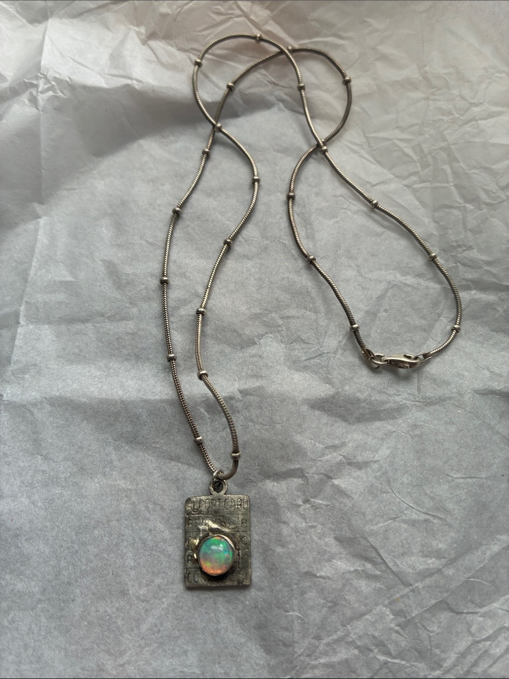 Silver Opal Pendant Necklace - Elegant Women’s Jewelry
